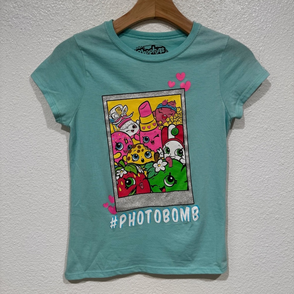 kids shopkins blue photobomb graphic short sleeve t shirt top